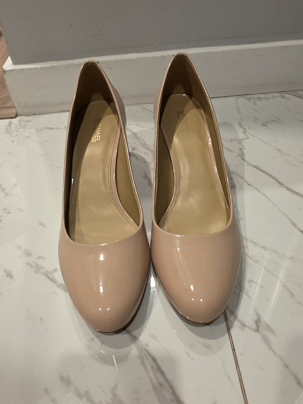 Michael Kors Nude Patent Round-Toe Pumps